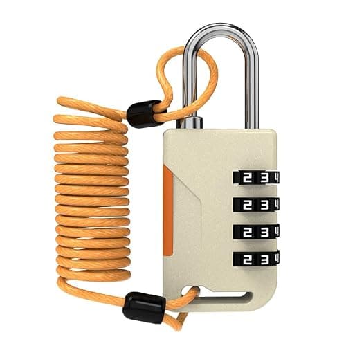 UP Security Ski Lock, Small Combination Lock with Extendable Cable (91 cm) Combination Cable Locks for Outdoor Use Snowboard Travel Luggage Backpack Bicycle Motorcycle Helmet (Gold)