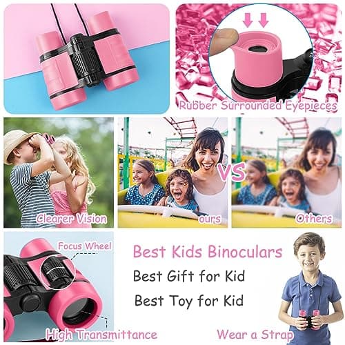 OSDUE Kids Telescope Outdoor Toys, 4x30 High Resolution Binoculars for Kids' Educational Learning & Sports, Gifts for Age 3-12 Boys & Girls (Pink) — view 6