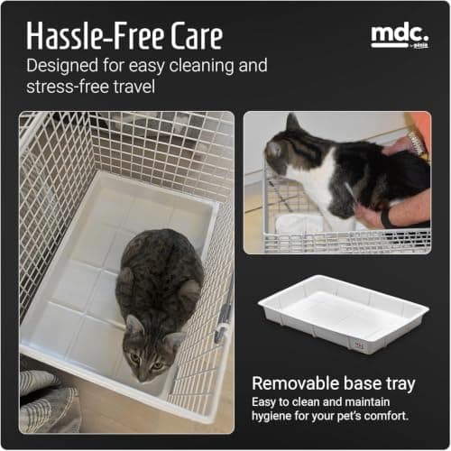 MDC Large Pet Carrier for Travel – Top Opening Pet Crate for Kittens, Cats & Small Dogs – Spacious Mesh Pet Travel Basket – Ideal for Vets, Car Journeys & Catteries – Easy Clean Base — view 6