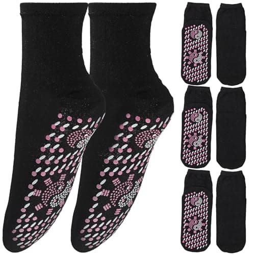 NUOBESTY Thermal Socks Breathable 4 Pairs for Men and Women, Self Heating Polyester Socks Non-Slip Design, for Skiing and Hiking Outdoor Activities