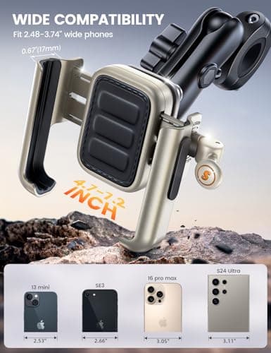 Lamicall Motorbike Phone Holder, [All-Metal] Motorcycle Phone Mount Gold — view 6