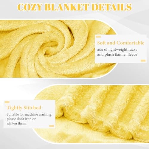 10 Pack Nursery Cot Blankets, 100 x 150 cm Yellow Soft Flannel Nap Blankets — view 3