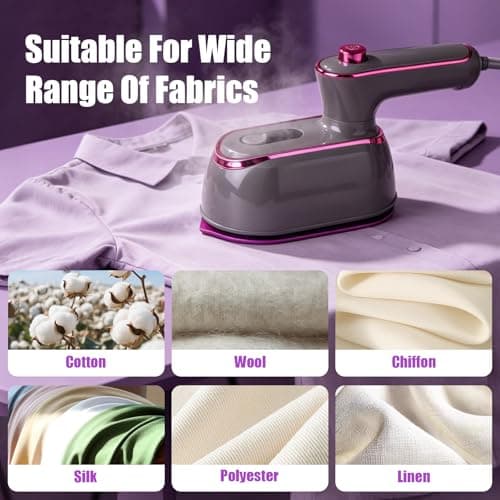 Portable Travel Garment Steamer, 180° Rotatable Handle & Large Ceramic Heating Plate, Handheld Clothes Steam Iron for Home & Worldwide Trips — view 2
