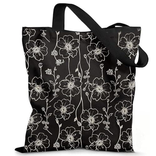 Embhlitfe Floral Canvas Tote Bag for Women, Reusable Grocery Shopping Tote