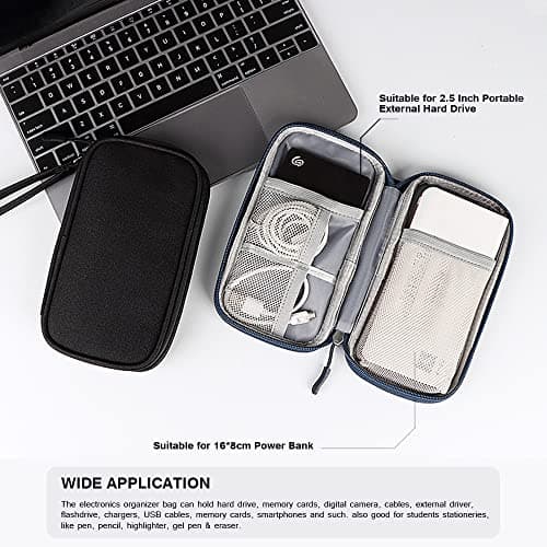 DUMEALAGR Electronics Organizer Bag Pouch Cable Charger Case Travel Shockproof Cord Carrying Case for Earphone Powerbank USB Hard Drive SD Card (Navy) — view 5