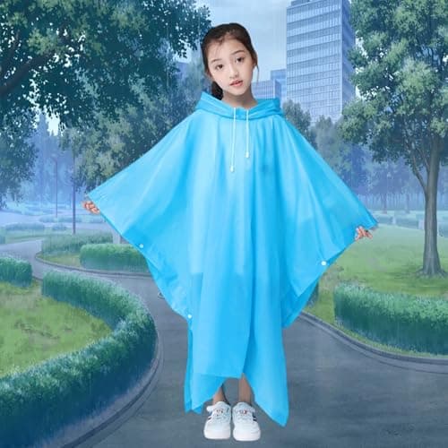 FveVqe Kids Poncho Waterproof, Rain Poncho Kids, Travel Raincoat, Lightweight Design, Adjustable Hood, Fits Backpacks, Ideal for Outdoor Activities, Rainy Days, and Water Adventures — view 3