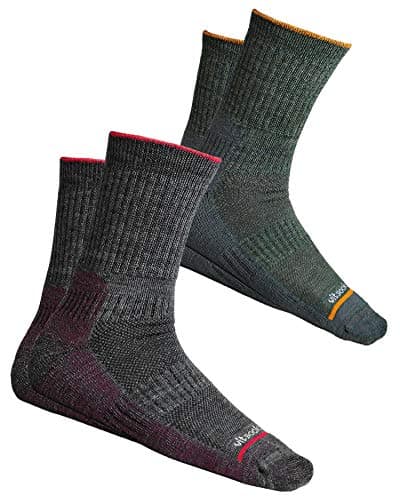 vitsocks Men's Outdoor Hiking Walking MERINO WOOL Thick Boot Socks, Anti-Blister Cushioned Warm Wicking Trekking Camping, 2-pack: olive grey, 9.5-12 uk