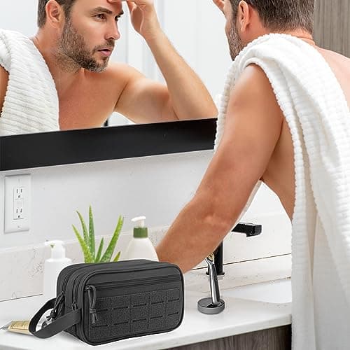 QT&QY Tactical Toiletry Bag for Men Hygiene Bag EDC Military Tool Molle Pouches Small Dopp Kit Mens Shaving Kit Travel Shower Bags with UK Patch — view 6