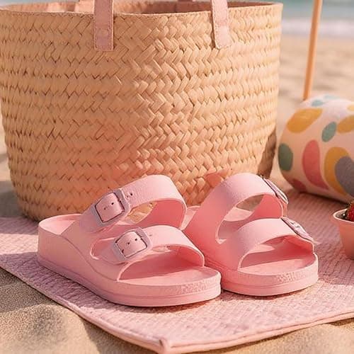 VIVASHOES Women’s Double Buckle EVA Sandals – Lightweight Waterproof Adjustable Slides with Arch Support for Summer, Beach, Pool & Daily Wear – True to Size Good for Wide Fit – Pink 8 — view 5