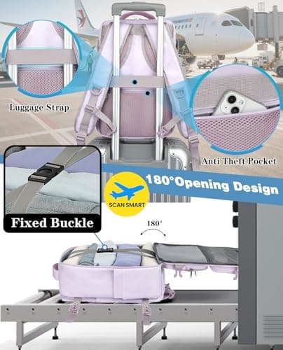 LYNXCHER Ryanair Cabin Bags 40x20x25 Travel Backpack Carry-ons Hand Luggage Bag Small Rucksack Underseat Cabin Size 20L Flight Laptop Bags(Light Purple, S) — view 3