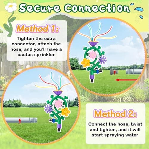 Water Sprinkler for Kids, Spinning Flower Water Sprinkler Toddler Outdoor Toy with 5 Wiggle Tubes and Hose Adapters, Easy to Install Summer Water Toys Sprinklers for Yard Lawn Garden Game 3+ Year Old — view 3