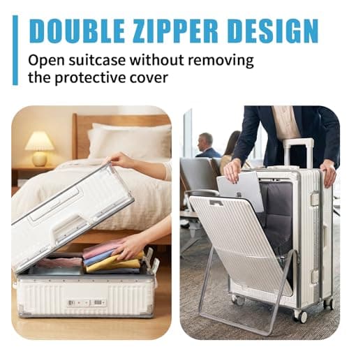 Yotako Clear PVC Suitcase Cover Protector for Front Open Suitcases - 32inch Luggage Cover Double Zipper Design — view 3