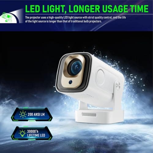 Uxsjakjsd HY260 PRO 1080P Android 11 4K Projector 200ANSI Wifi6 BT5.4 Cinema Outdoor Portable 180° Rotable Projector Global UK Plug — view 4