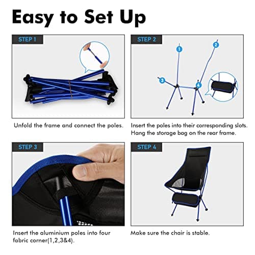 SOPPY Portable High-Back Camp Chair for Beach and Festivals, Cobalt Blue — view 5
