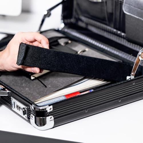 HMF Aluminium Briefcase for Laptop up to 17.3 Inches, Men's Business Briefcase with Combination Lock, Padded Laptop Compartment and Organiser in the Lid | 45 x 33 x 11 cm | Black — view 2