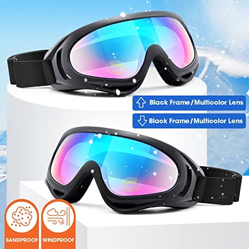 EasYoung 2-Pack Ski Goggles, Compatible for Snowboard, Motorcycle, Wind Resistance - for Kids, Teens, Youth, Boys, Girls, Men and Women — view 2