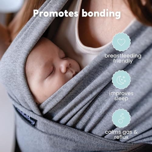 Cuddlebug Baby Wrap Carrier, Soft Stretchy Newborn Sling, 3-16 kg, Grey — view 5