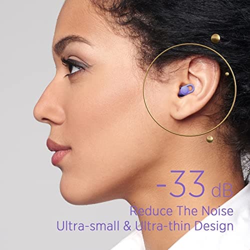 Silicone Ear Plugs for Noise Reduction - Reusable Soft Comfortable Earplugs for Sleeping,Noise Sensitivity & Flights -16 Ear Tips in XS/S/M/L, with 2 Travel Boxes - 33dB Noise Cancelling (Purple) — view 2