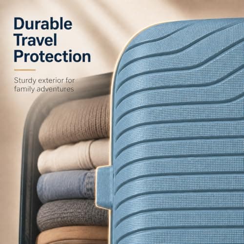 RYDR 3 Piece Suitcase Set PP Hard Shell Luggage Set with Wheels — 20” Cabin Carry On, 24” Medium & 28” Large Suitcases, Lightweight Hand Luggage with TSA-Style Lock & Spinner Wheels (Cool Blue) — view 3