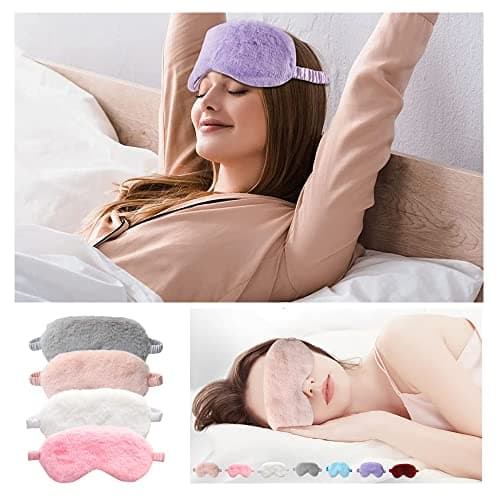 4 Pcs Plush Sleep Masks, Ultra Cute Soft Eye Cover, Blindfold Travel Masks for Kids Men Women(Random Color) — view 6