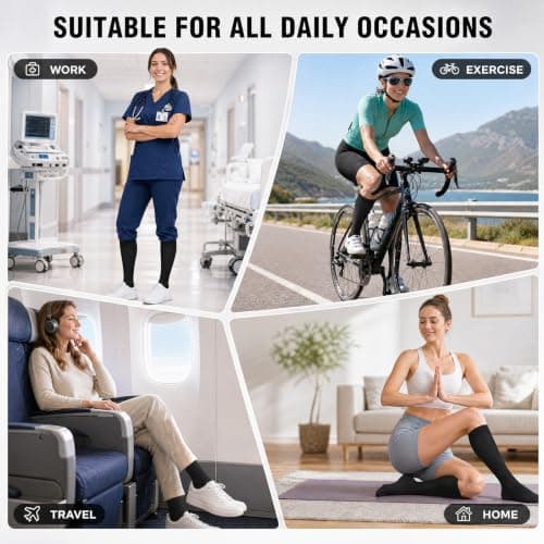 HDFHDF 2 Pairs Compression Socks Flight Socks for Women Man Elastic Socks — view 6