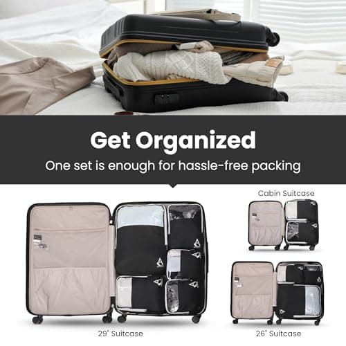 Aerolite Packing Cubes for Suitcases with Digital Luggage Scale and TSA Padlock, 6-pieces Expandable Travel Luggage Packing Organizers With Accessories Ultra Lightweight — view 3