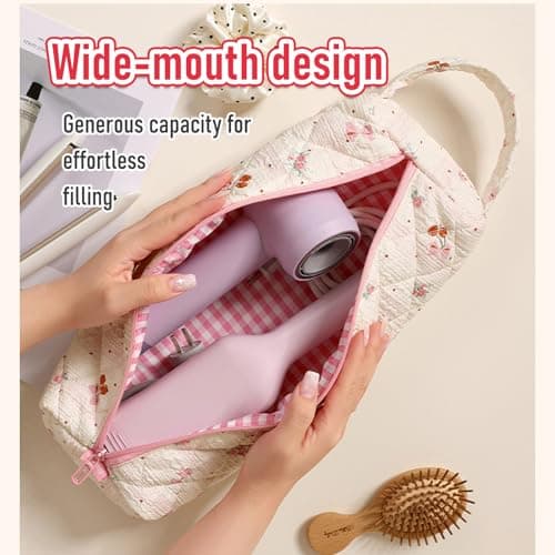 KASESSS Floral Pattern Portable Hair Dryer Bag Travel Storage Bags Fits for Most Hairdryers Curling Irons, Straightener, Lightweight Hair Tools Travel Bag, Hairdryer Case Protection Organizer — view 3
