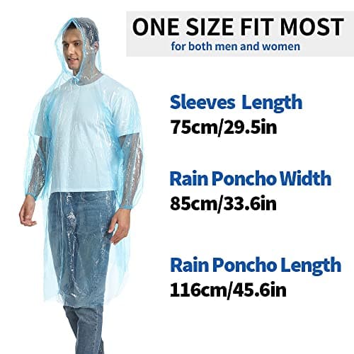 Opret Disposable Rain Ponchos 5 Pack, Emergency Raincoats, Waterproof — view 3
