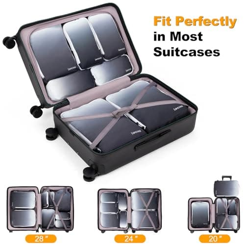 Compression Packing Cubes, Lumesner 8 Set Travel Packing Cubes for Carry on Suitcases, Compression Suitcase Organizers Bag Set & Travel Cubes (8-piece, Ombre: Day & Night) — view 3