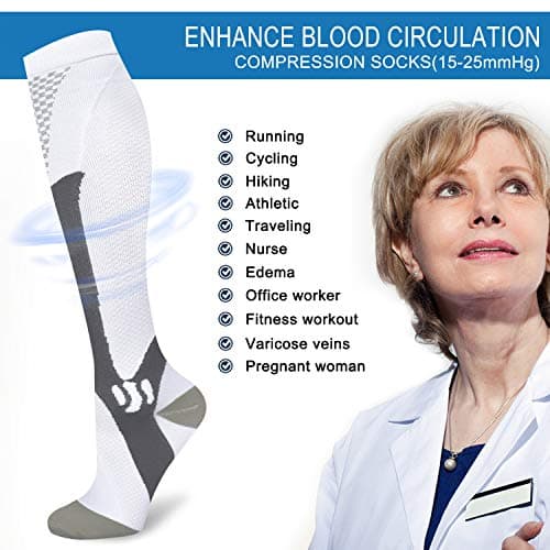 3 Pairs Knee Length Medical Compression Socks for Women & Men, 20-30 mmhg — view 4
