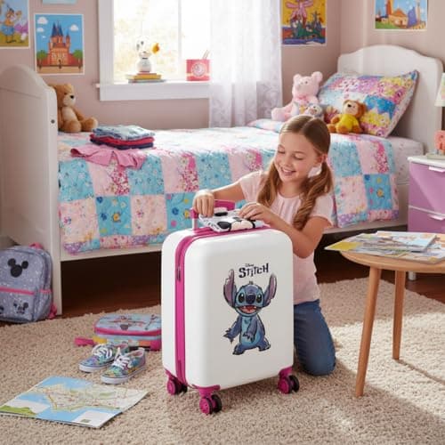 Disney Adorable Stitch Moods Cabin Suitcase Hard ABS Side Combination Lock 4 Wheels Double Luggage Hand Luggage, Happy, Maleta cabina, Cabin Suitcase — view 2