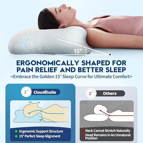 Cervical Pillow Memory Foam Neck Pillow Support for Deep Sleep, CertiPUR-EU — view 2