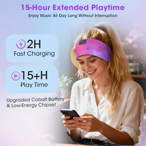 LC-dolida Sleep Headphones Ultra-Soft Bluetooth Headband with 4-Way Stretch & No-Slip Yoga Headband with Music, Wireless Sport Headphones for Running, Gym | 15H Playtime, Hi-Fi Sound — view 6