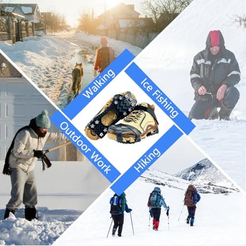SYNYOUR Crampons, Ice Grips for Shoes and Boots, Silicone Stainless Steel Ice Cleats for Winter Hiking Walking Climbing Ice Fishing, Grippers Shoe Spikes Grips Traction, Unisex Snow Grips, XL — view 6