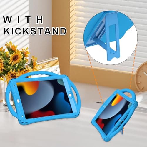 TOPESCT Kids Case for 10.2" iPad 9th/8th/7th Gen - Made of Kid-Friendly Silicone, with Built-in Screen Protector, Shockproof Handle Stand Case for iPad 9/8/7 Gen 10.2 inch — view 5