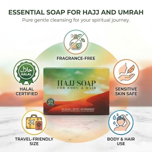 BML 1 x Hajj Soap Halal Fragrance Free Soap Bar for Body and Hair Unscented Ihram Friendly Soap for Hajj and Umrah Travel Gentle Daily Cleansing Bar Suitable for Sensitive Skin — view 2