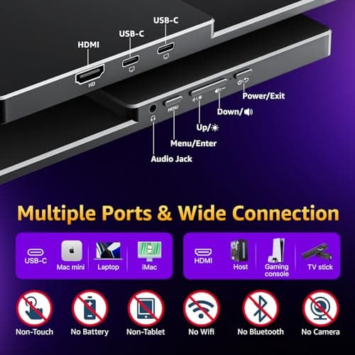 cocopar Portable Monitor 18.5 Inch 2K QHD 120Hz 120% sRGB Travel Monitor with Speaker HDMI USB-C Second Screen for Laptop MacBook Surface PC Xbox PS4/5, VESA Mountable, with Kickstand — view 6