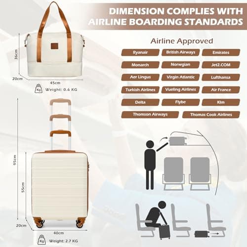 COOLIFE Cabin Suitcase 55x40x20cm for Easyjet, Cabin Bag 45x36x20cm 30L — view 2