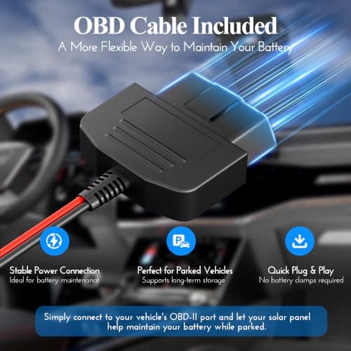 VOLTSET 10W 12V Solar Battery Trickle Charger & Maintainer with OBD Cable — view 2