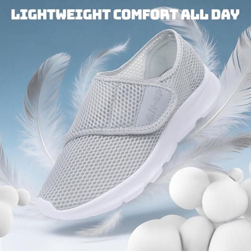 Git-up Women's Walking Shoes Ultra Lightweight and Breathable, Hook and Loop Water Shoes for Indoor and Outdoor, Slip On Athletic Shoes for Walking Hiking Stream, A-gray, 6 — view 3