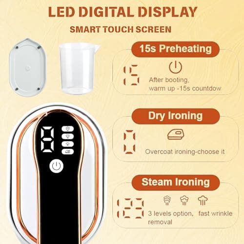 Hoorayeah Travel Iron - Steam Iron - Travel Steamer with LCD Screen - 3 Levels Mini Steamer - Steam Generator Iron for Travel & Home Use — view 3