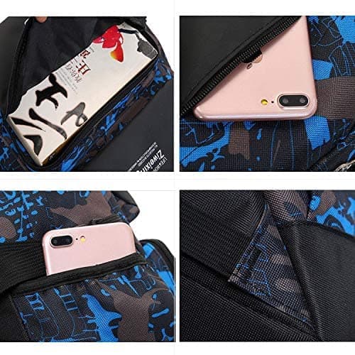 Asge School Bags for Teenage Boys Camo Casual Backpacks Luminous Unisex Kids Rucksack Travel Canvas Daypack College Bookbag Waterproof Lightweight Student Back Pack Sling Shoulder Backpacks Set — view 5