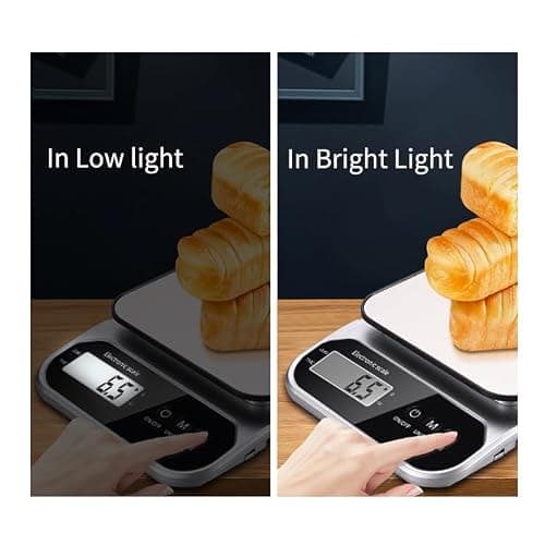 WOW TRAVEL Digital Food Scale 10kg x 1g Accuracy, Stainless Steel Kitchen Scale with LCD Display, Smart Touch, Battery Powered Coffee Scale for Baking, Cooking, Meal Prep — view 3