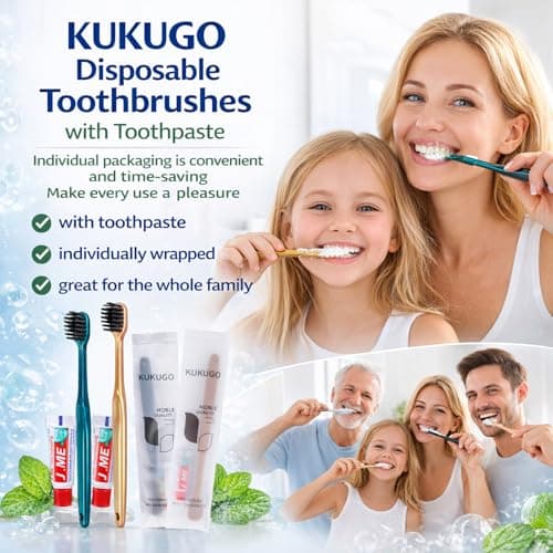 Disposable Toothbrush with Toothpaste, 40 Pack Travel Toothbrushes, Mini Toothbrush for Hotel, Camping, Office & Airplane, Bulk Oral Care Kit for Adults & Kids — view 3
