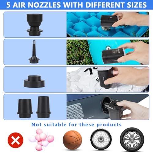 Electric Air Pump, Xndryan 2400mAh Rechargeable Electric Pump Ultra-light Portable Air Pump for Inflatables Pool Floats Air Mattress Swim Ring Vacuum Storage Bags, Inflate and Deflate — view 6