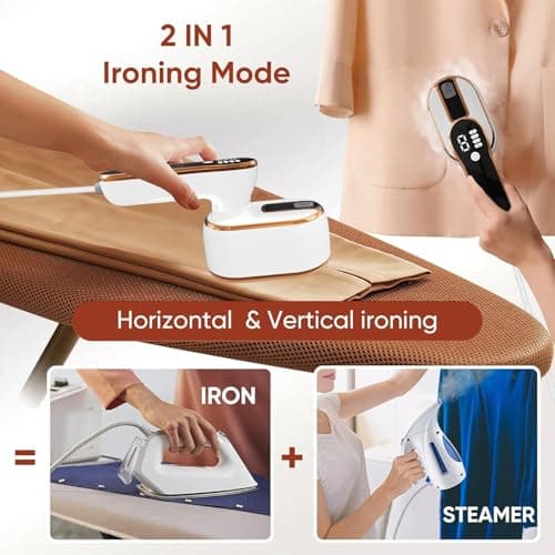 ZStarlite Upgraded - Travel Steamer for Clothes - LED Display & 3+1 Level Steam, Portable Handheld Steamer, Foldable Travel Iron Mini Steam Iron with Ironing Gloves for Travel Home College Dorm(White) — view 5