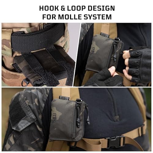1TG Tactical Coin Purse, Cash Change Wallet 500D Nylon, Change Purse ID Card Holder with Zipper for Men and Women,Camo Black — view 5