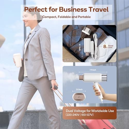 Newbealer Dual Voltage Travel Clothes Steamer, Gold — view 3