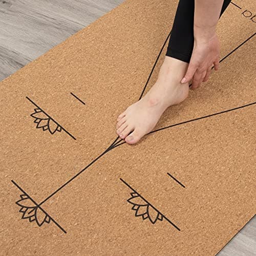 Myga Cork Yoga Mat - Extra Large Exercise Mat with Great Grip for Yoga, Pilates, Stretching and Fitness - Eco-Friendly Natural Cork, ideal for Home & Gym - 205 x 70cm, 6mm Thickness - Alignment — view 4