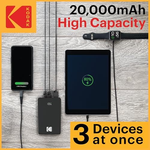 KODAK 20000mAh Power Bank Fast Charging Portable Charger, Flight-Safe 77Wh — view 5